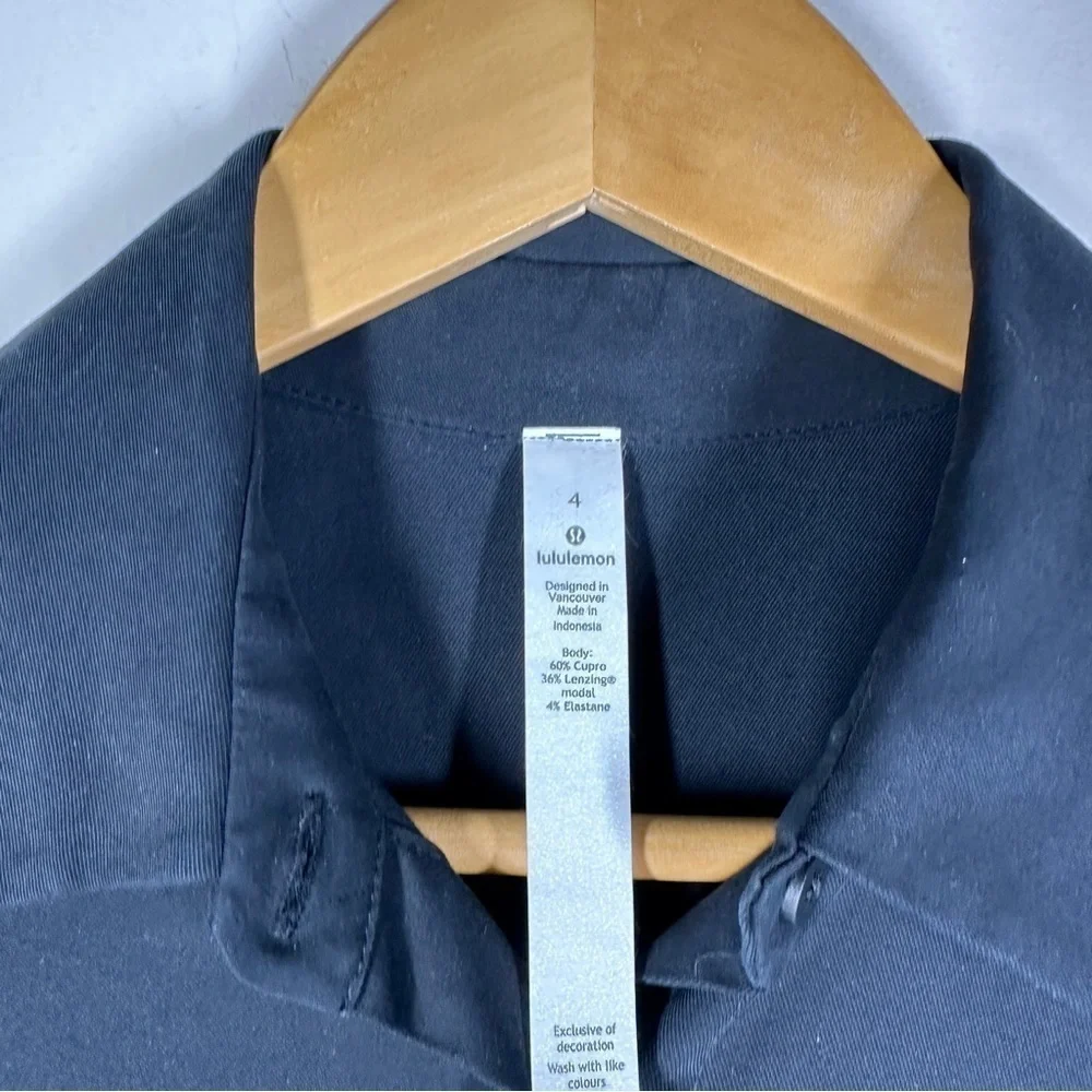 Lululemon Perfectly Poised Belted Shirt Dress Relaxed Fit Black 4